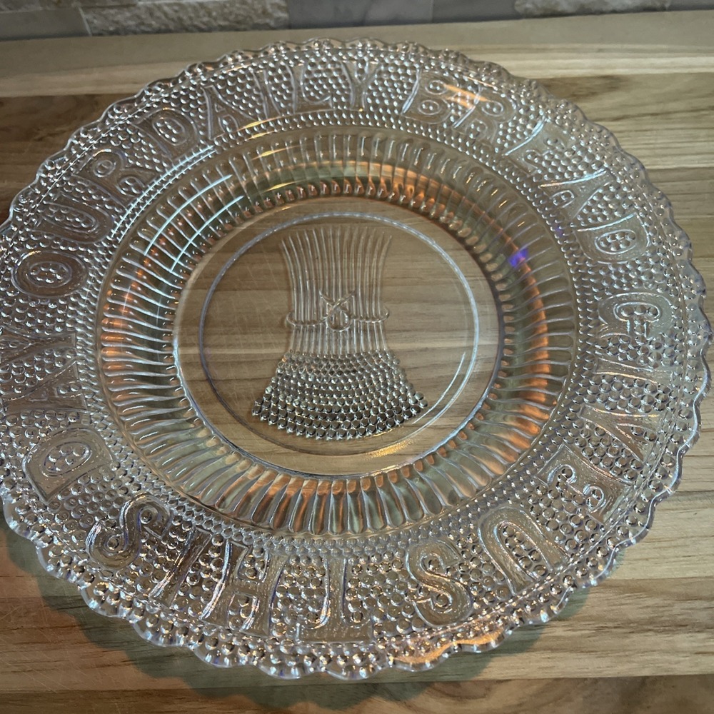 Vintage "Give Us This Day Our Daily Bread" American Pressed Glass Plate
